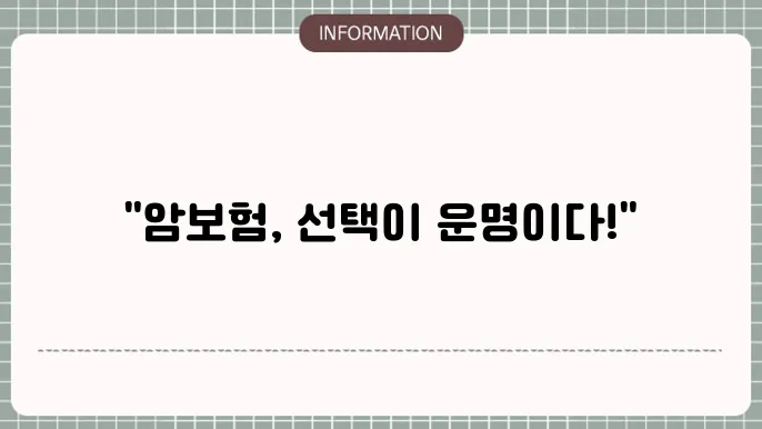 암보험 선택 기준