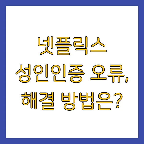 넷플릭스 성인인증 오류 해결 방법 성인인증 하는 법