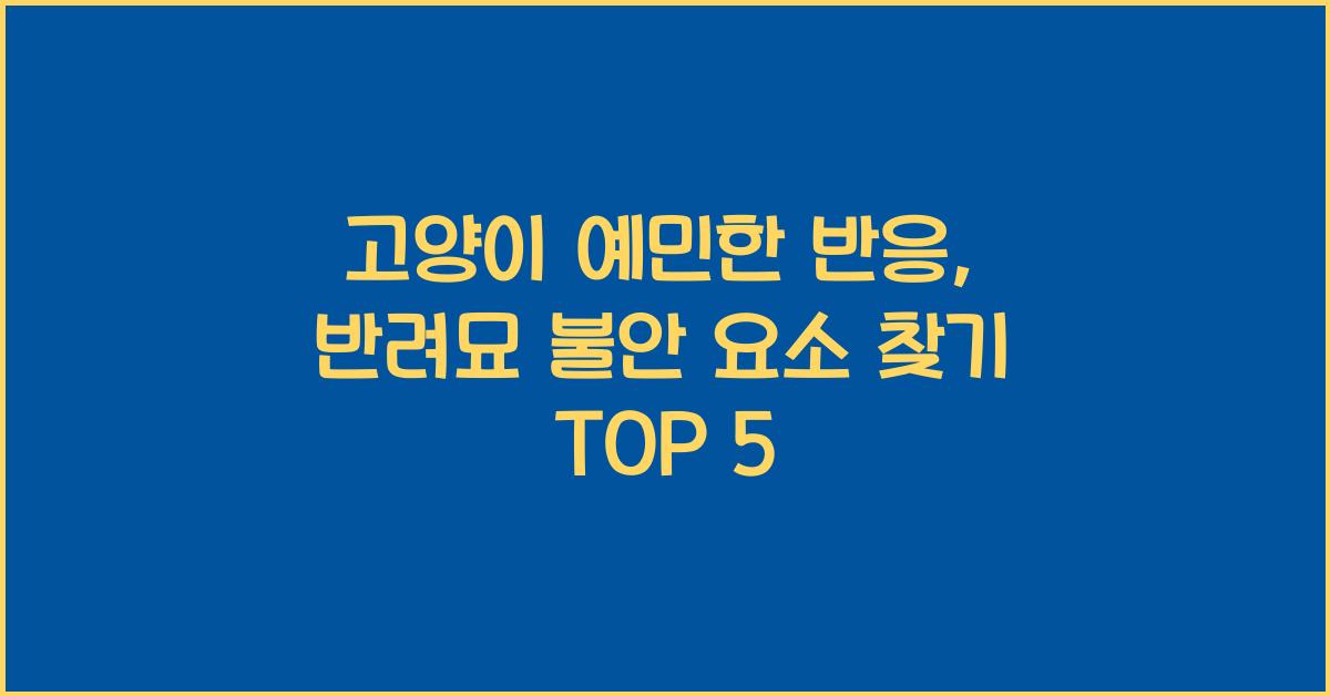 고양이 예민한 반응, 반려묘 불안 요소 찾기