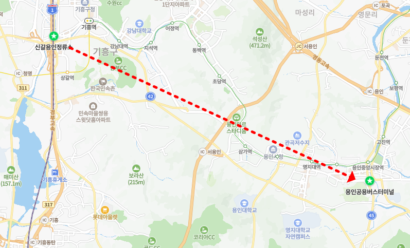 용인버스정류장 위치-지도