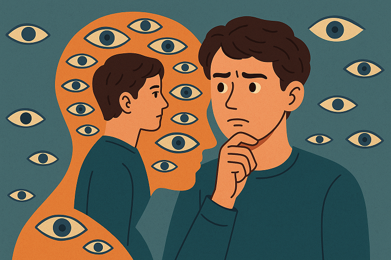 인간의 마음이 타인의 시선에 녹아드는 착각, 타인 시점 착각 증후군 (인지왜곡,자기대상화,존재혼란)