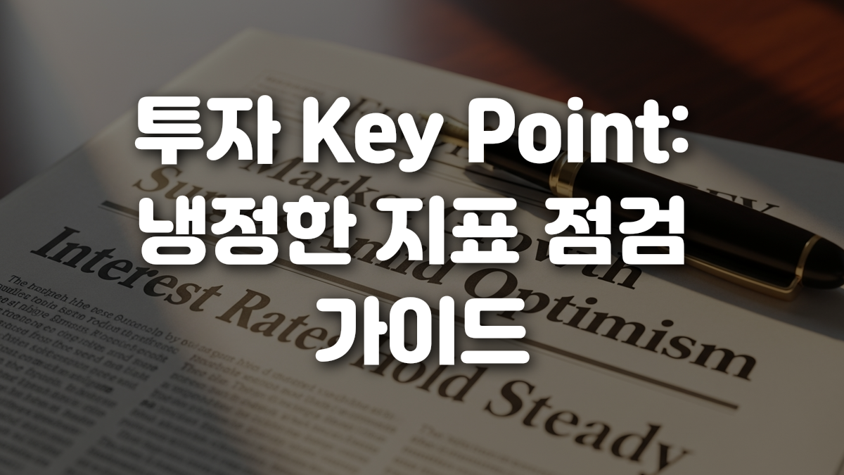 투자 Key Point 냉정한 지표 점검 가이드