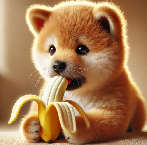 바나나 먹는 강아지