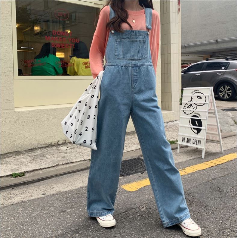 데일리 여자 데님 멜빵바지 청바지 캐주얼 스타일
