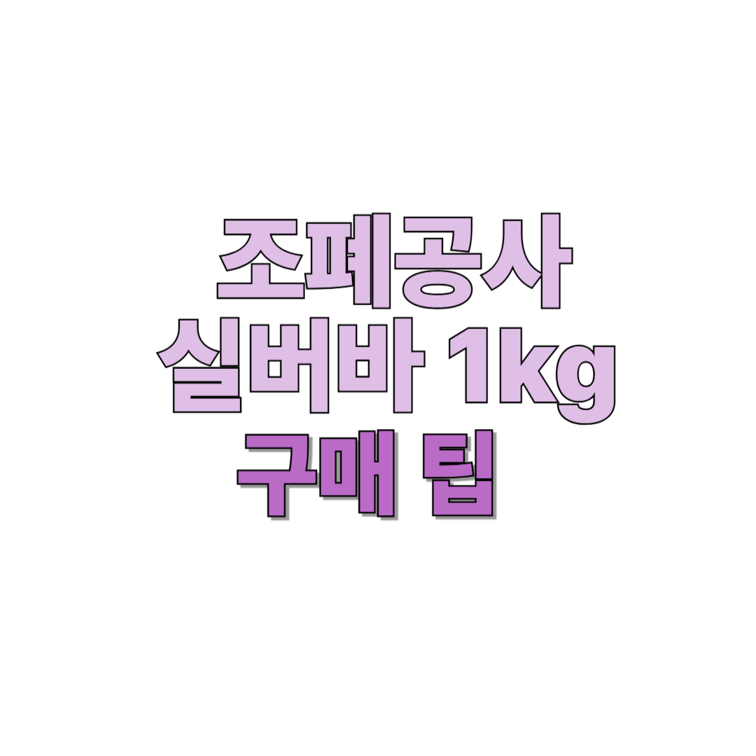 조폐공사 실버바 1kg 구매팁