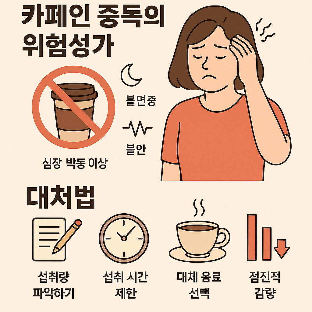 카페인 중독의 위험성을 나타낸 이미지