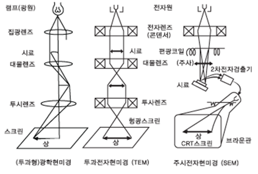현미경-상세한-구조-대물렌즈-편광코일-집광렌즈-광원