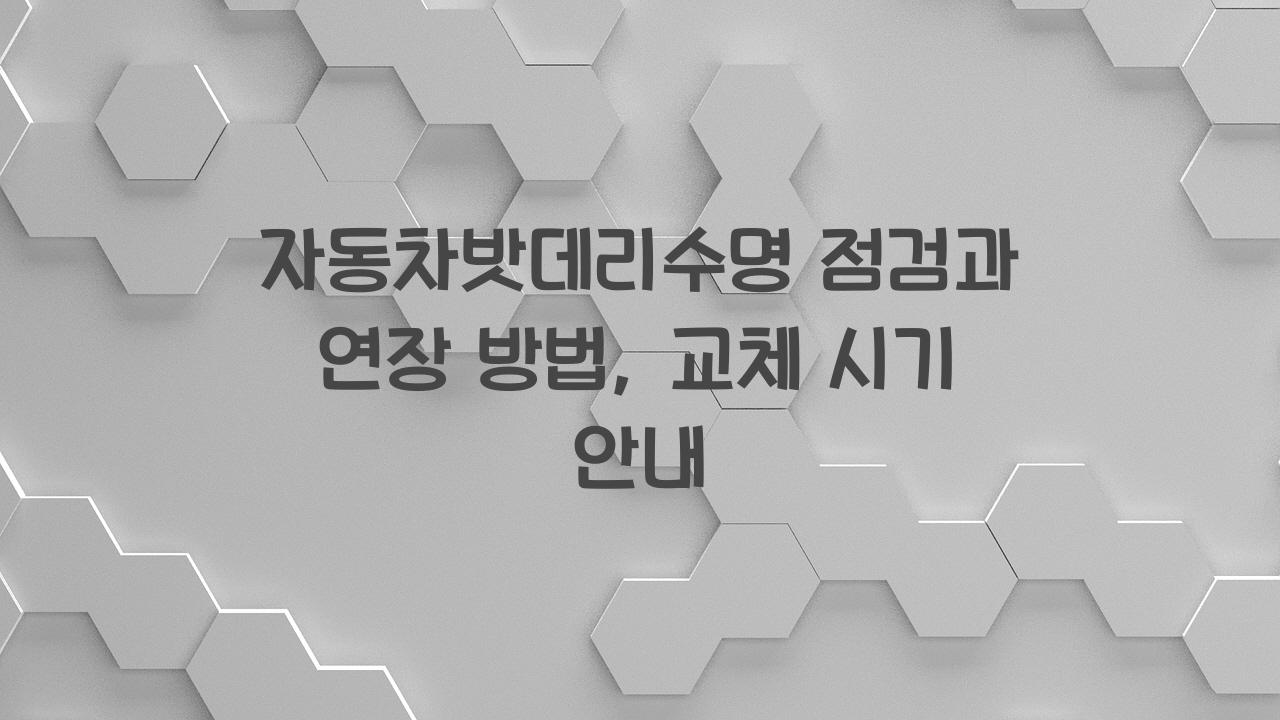 자동차밧데리수명