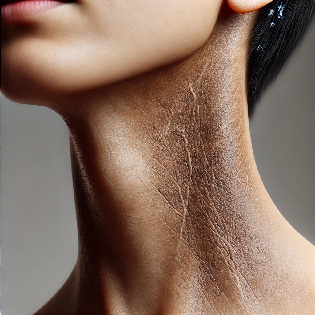 이병 한번 의심해 보세요? 까맣게 된 목, 겨드랑이, 사타구니 
색소침착