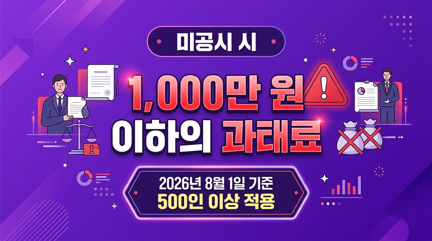안전보건 현황 미공시 시 과태료를 보여주는 경고 인포그래픽