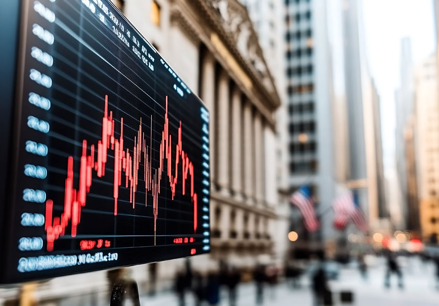 미국 나스닥 증시를 상징하는 뉴욕 증권거래소 전경 사진