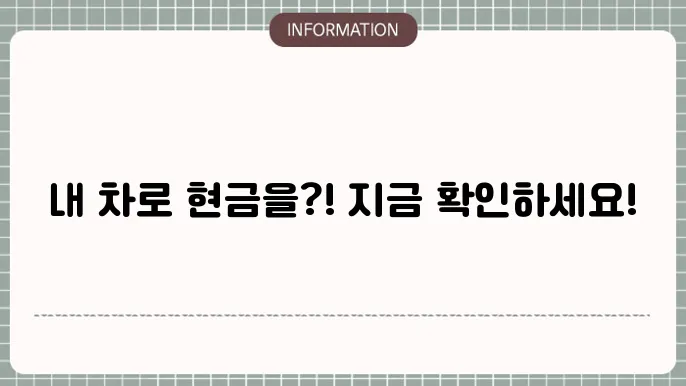 농협 자동차대출: 내 차로 자금화