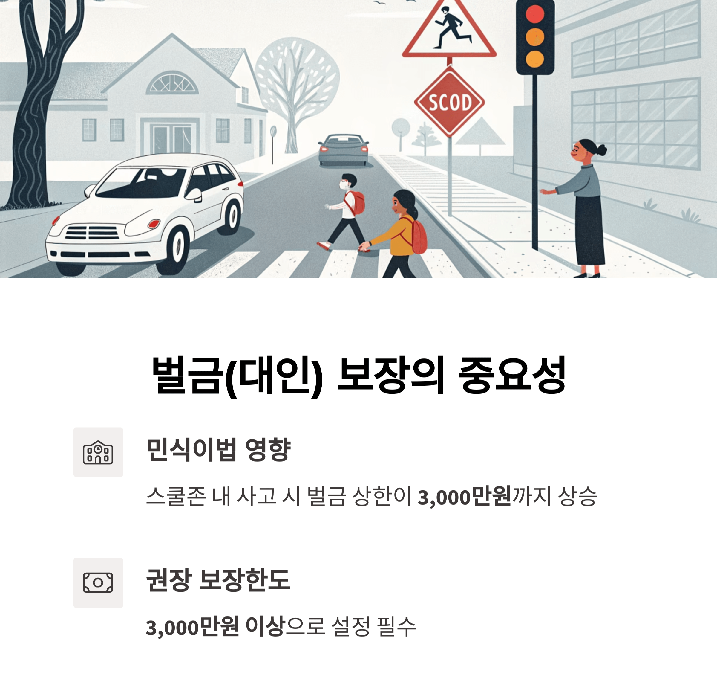 벌금(대인) 보장은 '민식이 법' 시행 후 필수