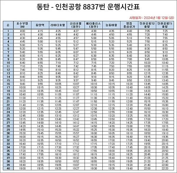 동탄-인천공항-8837번-시간표