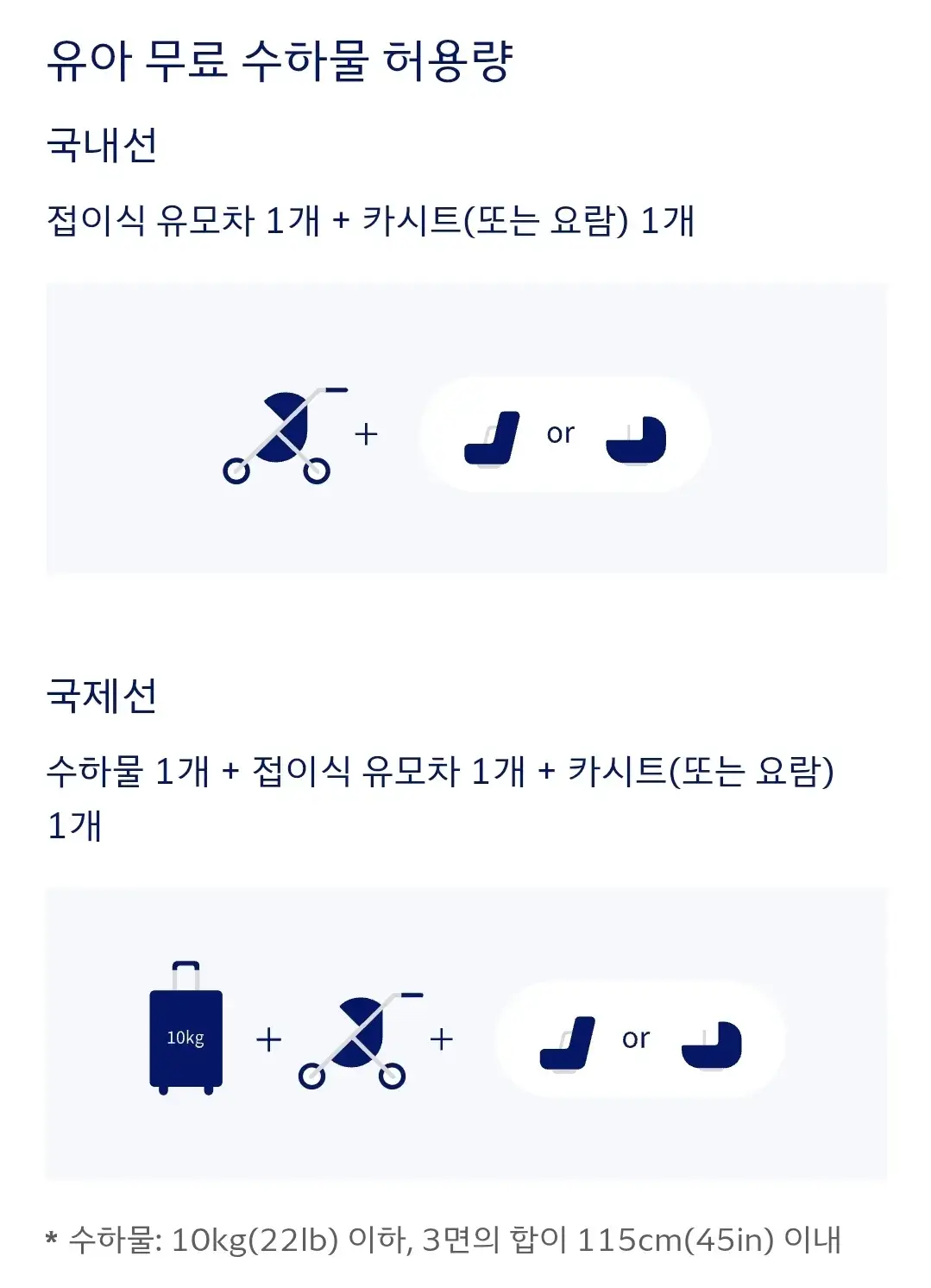 대한항공 아이와 함께 여행시 운임, 유아 기내식, 수하물 허용량, 유모차 이용 등 안내
