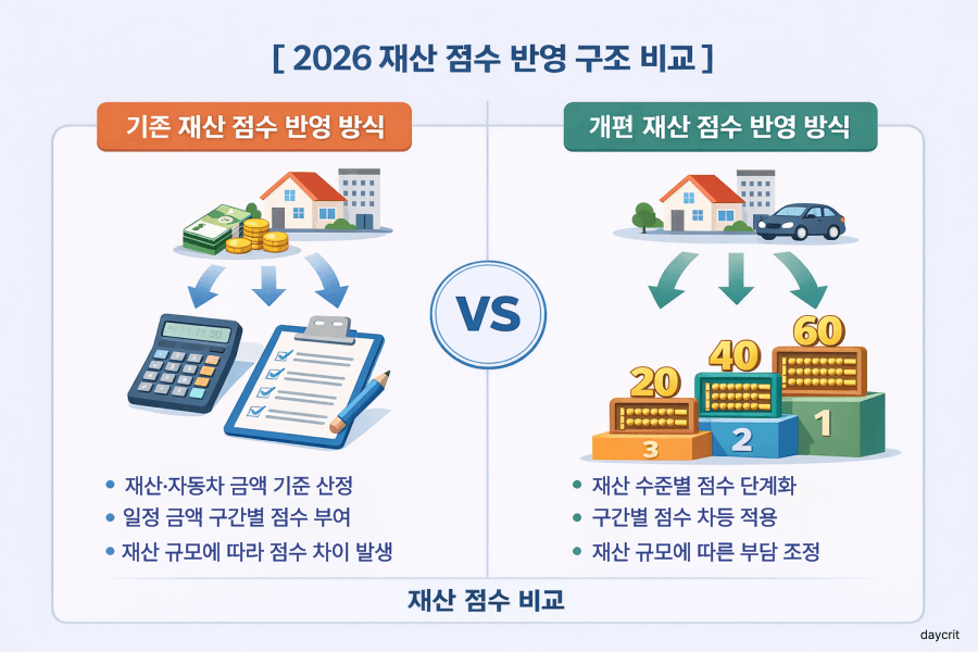 재산 점수 반영 구조 비교 2026 지역가입자 건강보험료 재산 기준