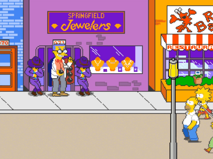 심슨가족-오락실게임-시작-화면