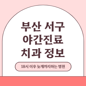 부산 서구 야간진료 치과 병원 (18시 이후 늦게까지하는 병원)