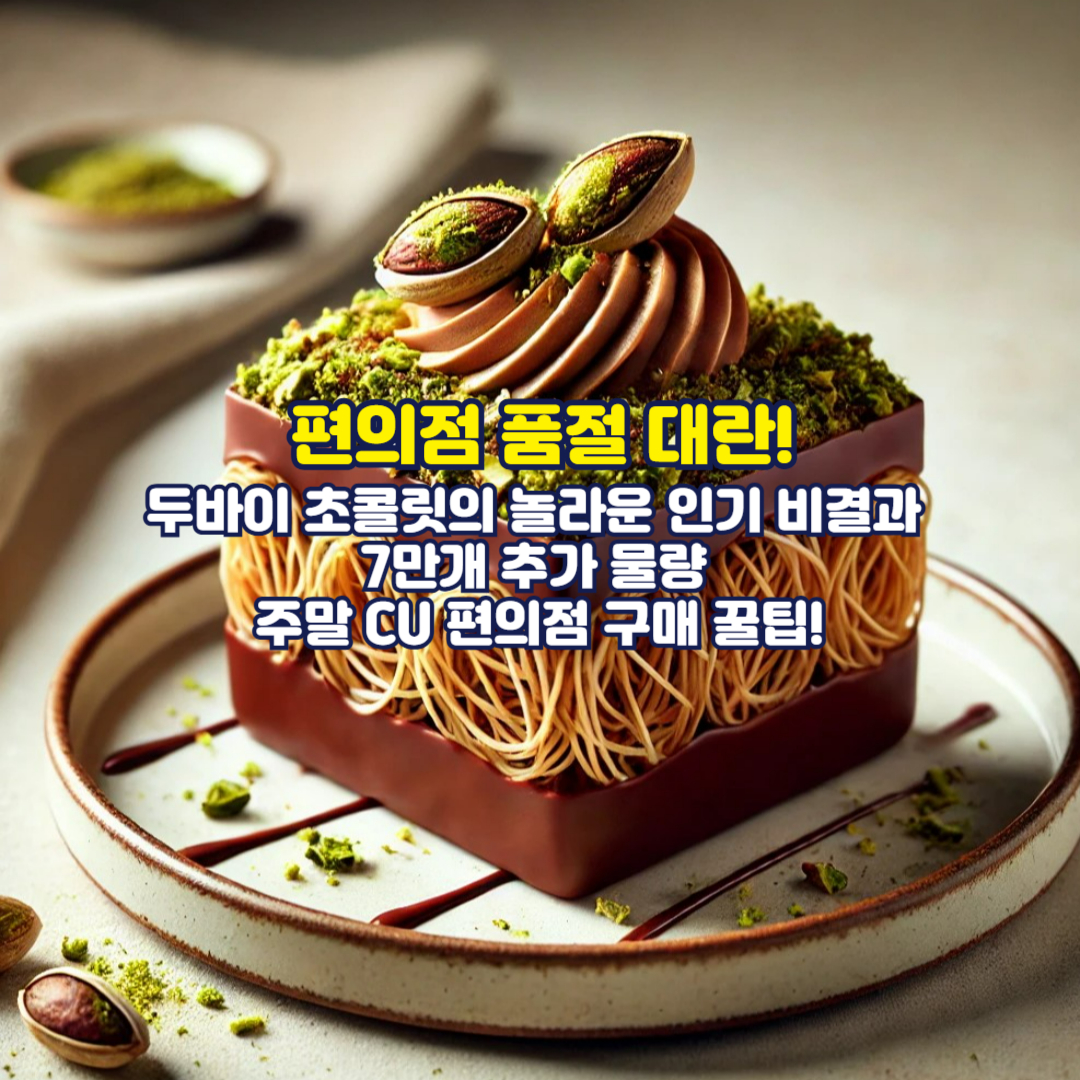 편의점 품절 대란! 두바이 초콜릿의 놀라운 인기 비결과 7만개 추가 물량 주말 CU 편의점 구매 꿀팁!