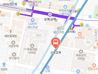 오목교역에서 인천공항 리무진 공항버스(6018번) 지도 위치