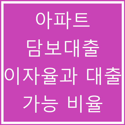 아파트 담보대출 이자율과 대출 가능 비율 정리