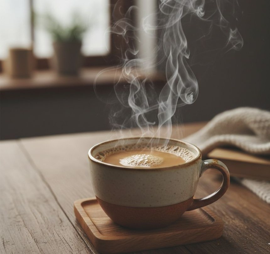 나른한 오후 고지혈증 환자가 마시는 따뜻한 믹스커피 한 잔