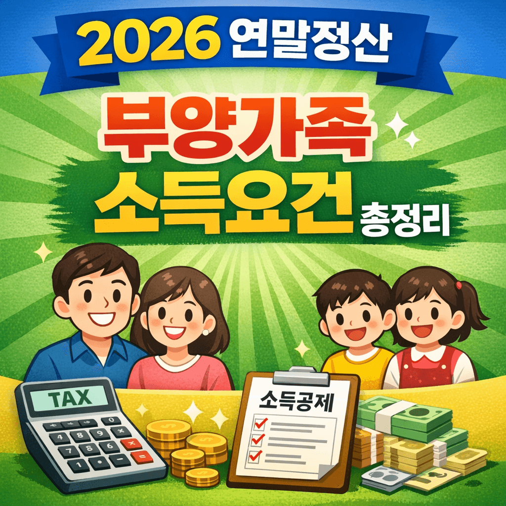 2026 연말정산 부양가족 소득요건 총정리|배우자·자녀 인적공제 기준