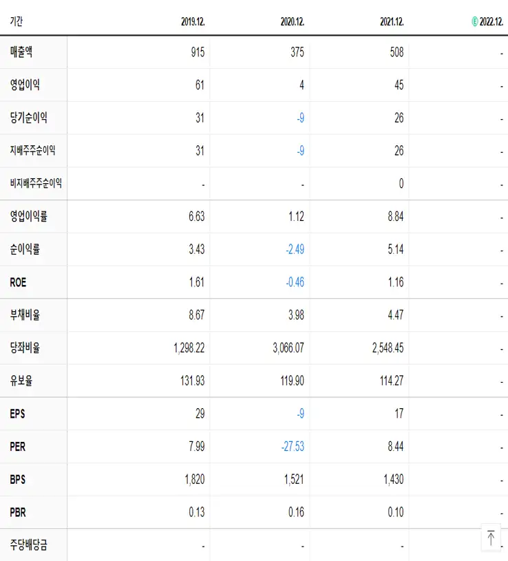 SNT홀딩스 재무제표