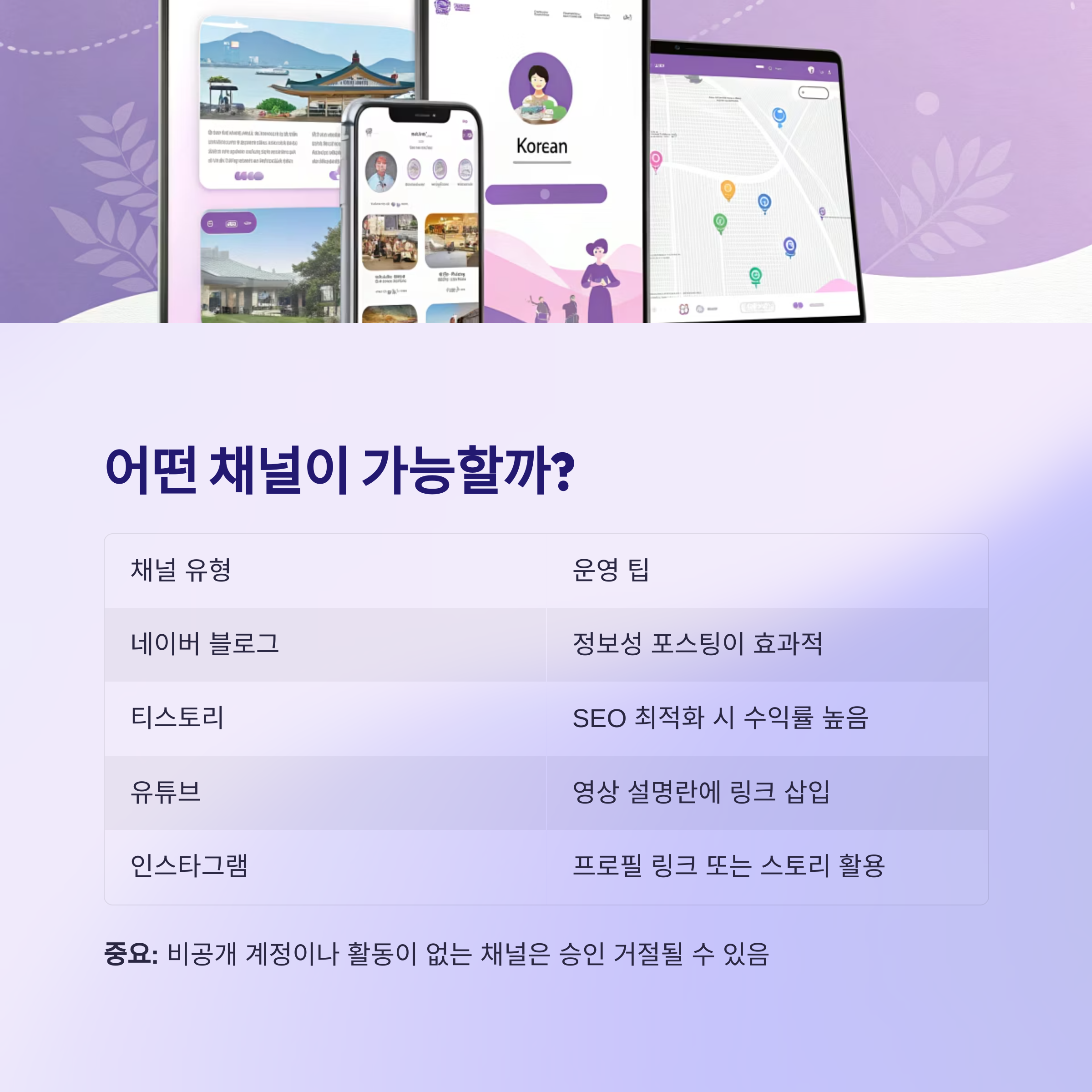 운영 가능한 채널 조건은?