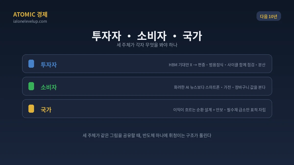 다음 10년 세 주체 투자자 편중 사이클 분산 소비자 실제 필요재 값 국가 순환 설계 표적 자립