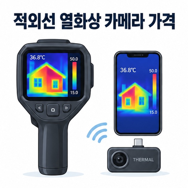 열화상 화면과 카메라 아이콘 위에 적외선 열화상 카메라 가격 문구가 표시된 대표 이미지