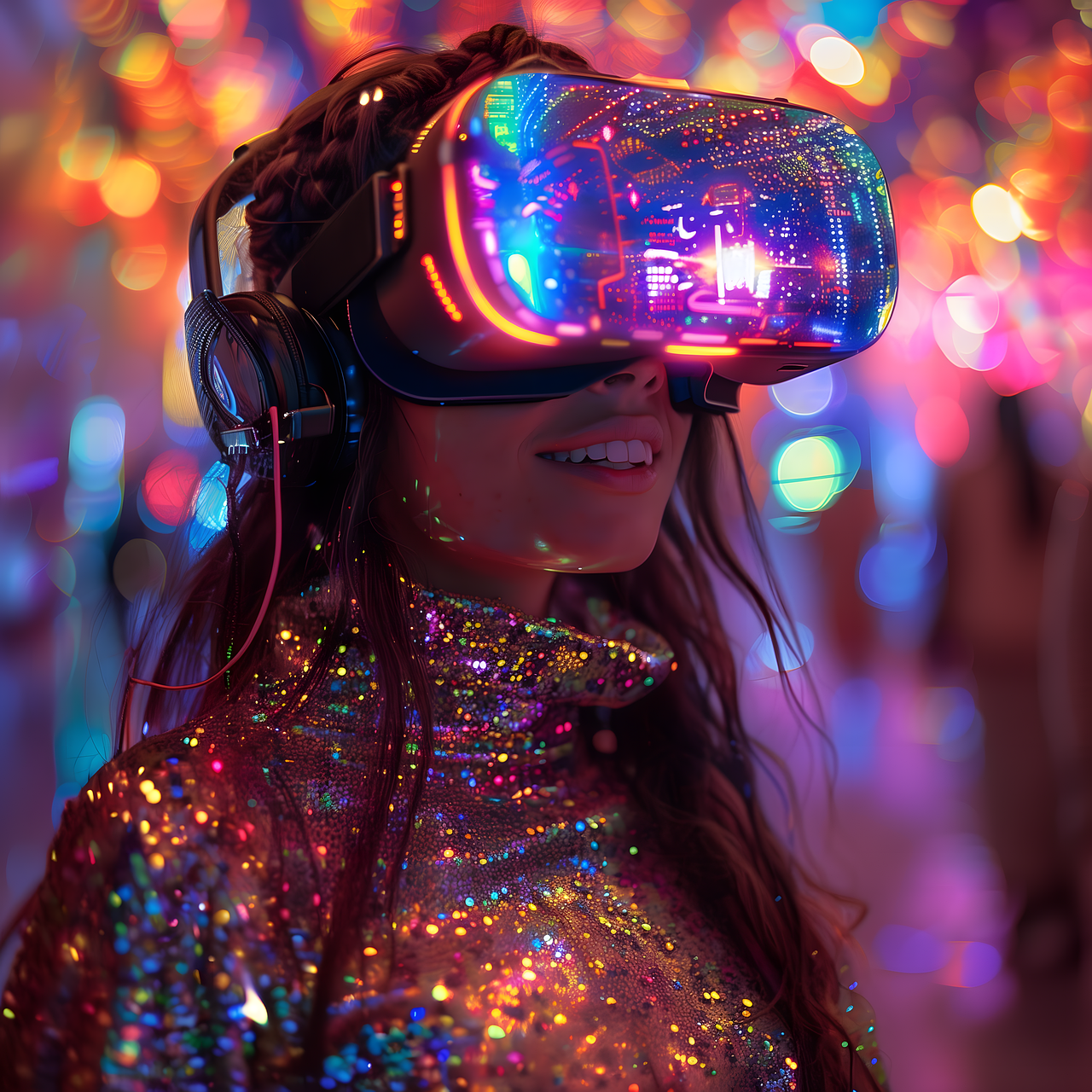 AI 생성 VR HMD 착용한 여성