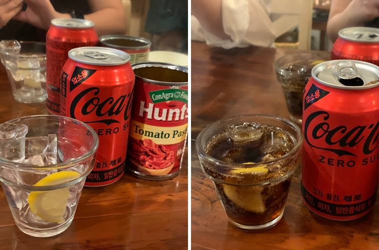 레몬이 올라간 제로콜라