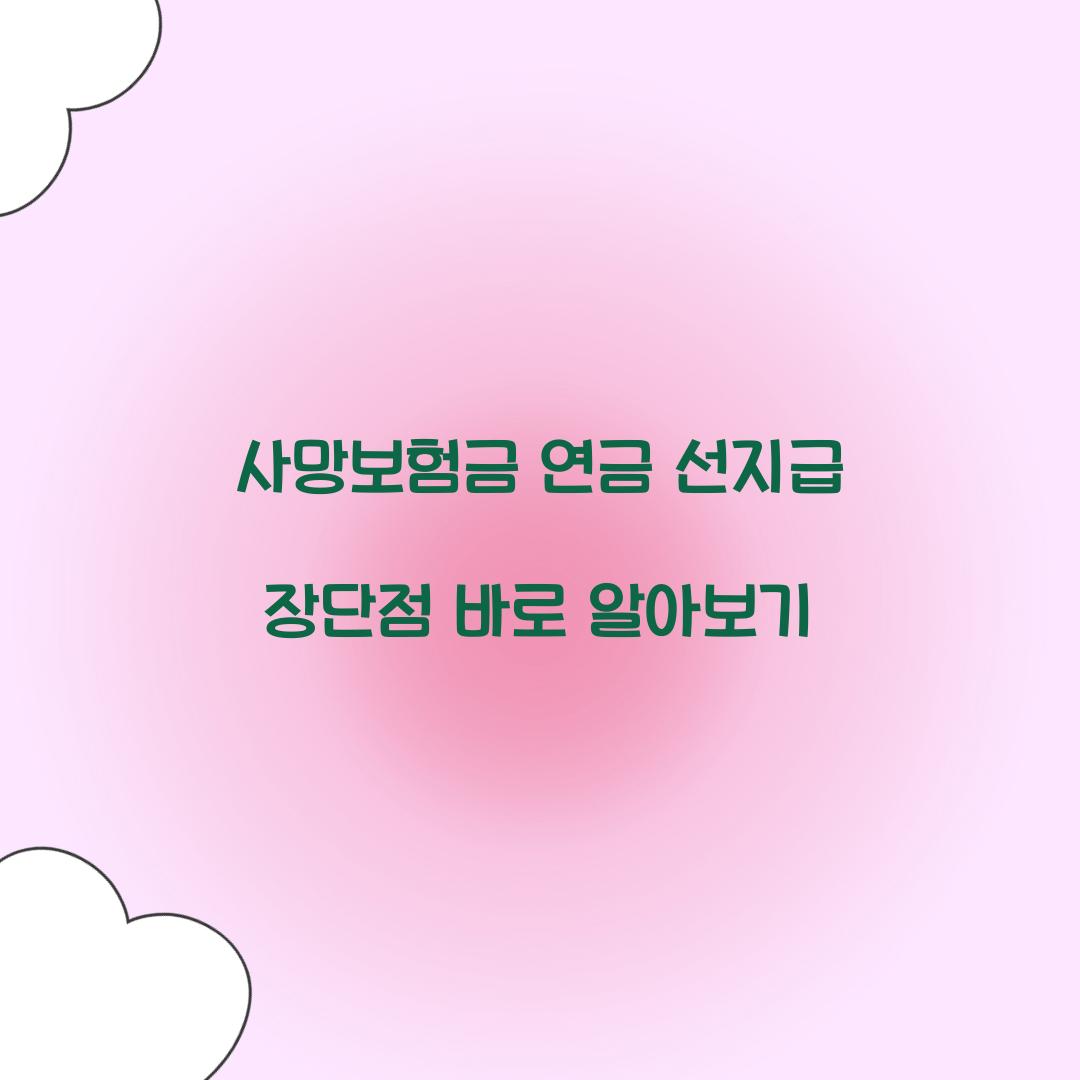사망보험금 연금 선지급