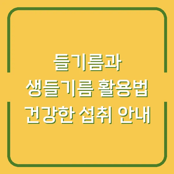 들기름과 생들기름 활용법 건강한 섭취 안내