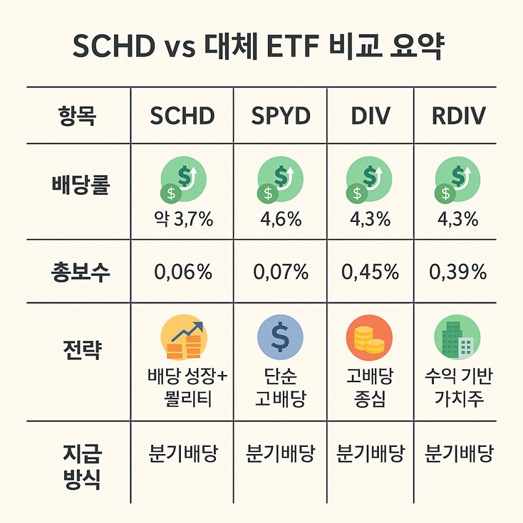 2025년 고배당 ETF 비교 인포그래픽