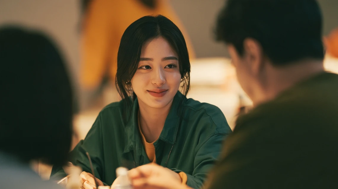 동호회에서 은근한 무시 발언에 담담하게 웃으며 대응하는 신입 회원의 모습