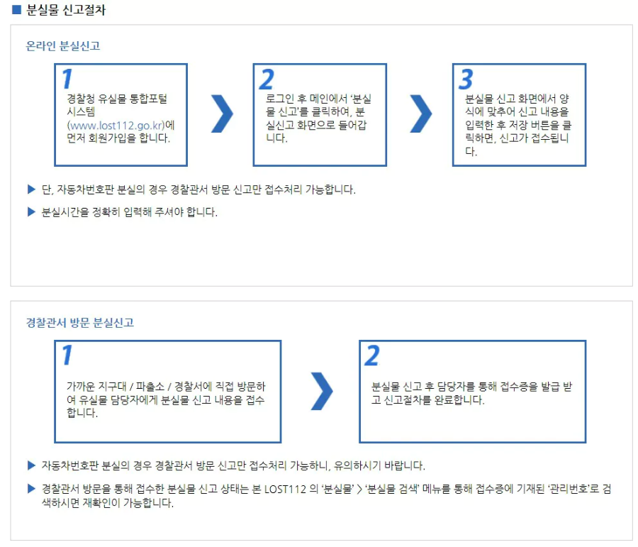 분실물 신고 절차