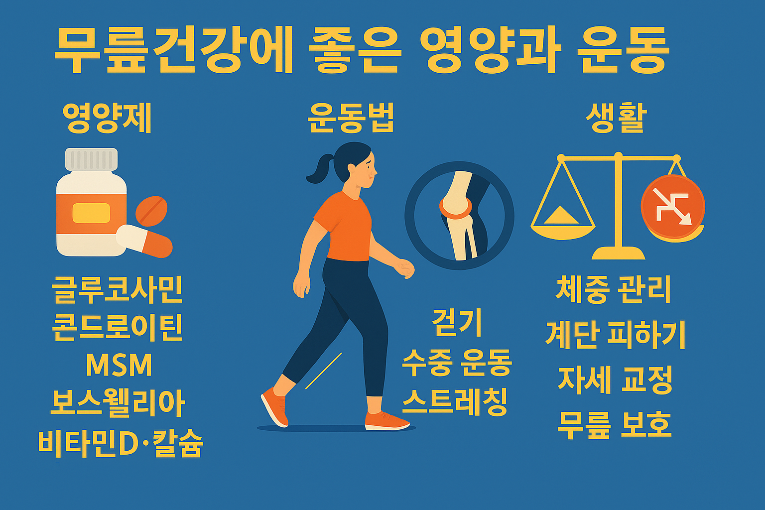 "무릎건강에 좋은 영양과 운동"에 대한 이미지입니다.