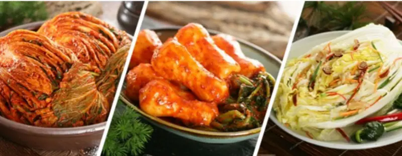 배추 김치, 총각 김치, 백 김치 이미지.