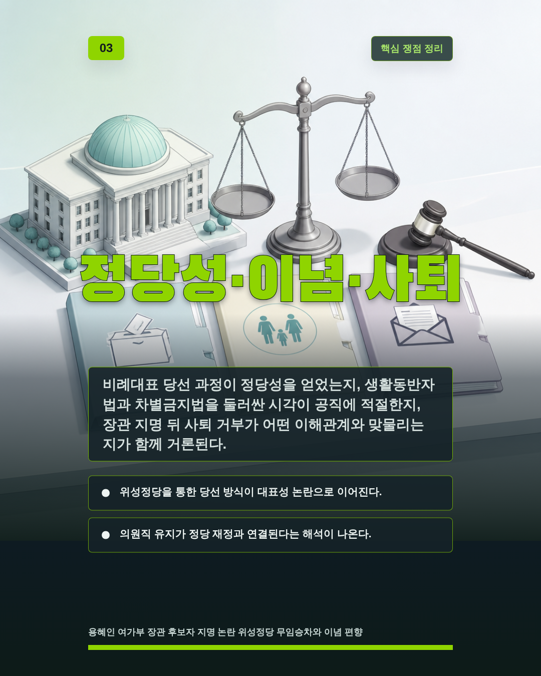 정당성&middot;이념&middot;사퇴
