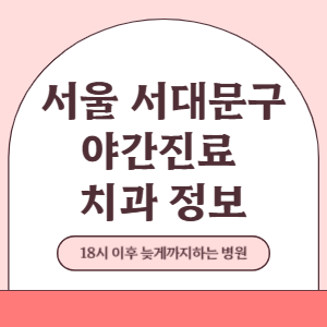 서울 서대문구 야간진료 치과 병원 (18시 이후 늦게까지하는 병원)