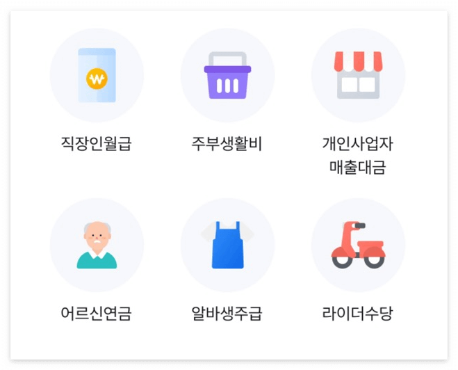 급여클럽 소득종류(@신한은행 앱)