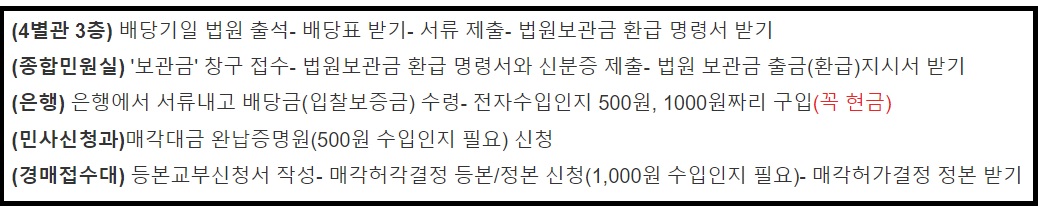 (전세사기 경매후기) 낙찰 후 배당기일 준비물 주의사항