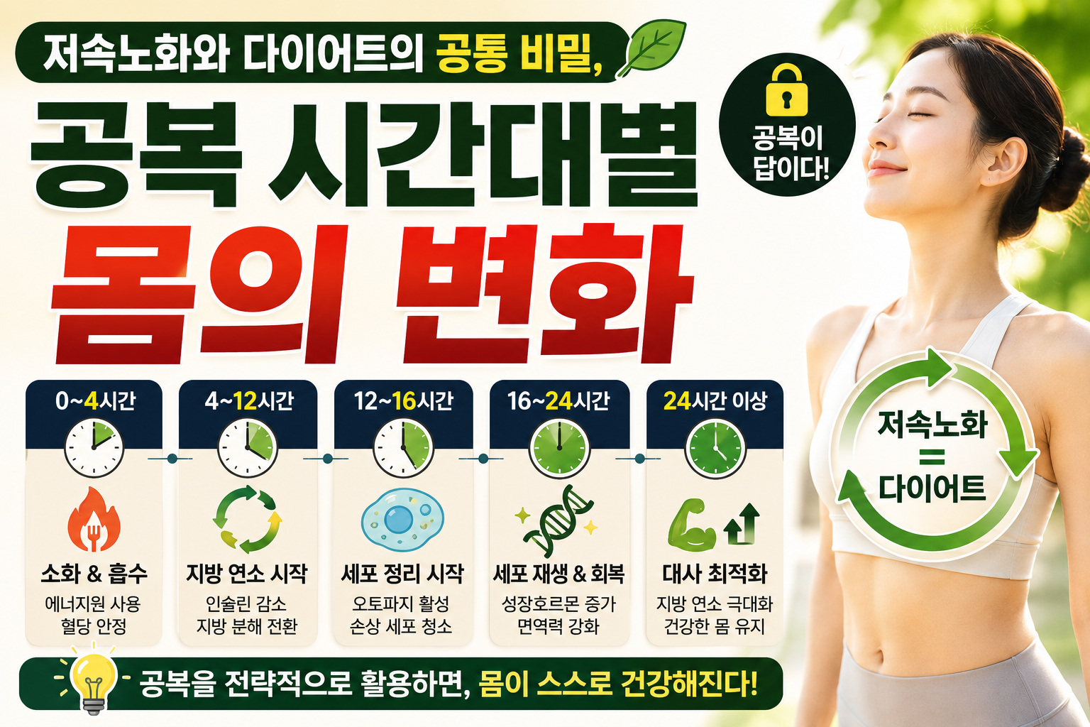저속노화와 다이어트의 공통 비밀, 공복시간대별 몸의 변화