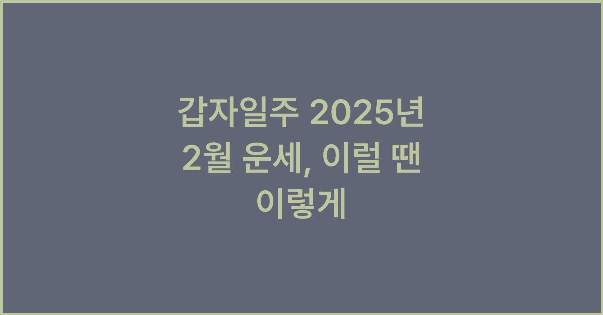 갑자일주 2025년 2월 운세