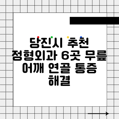 당진시 추천 정형외과 6곳 무릎 어깨 연골 통증 해결