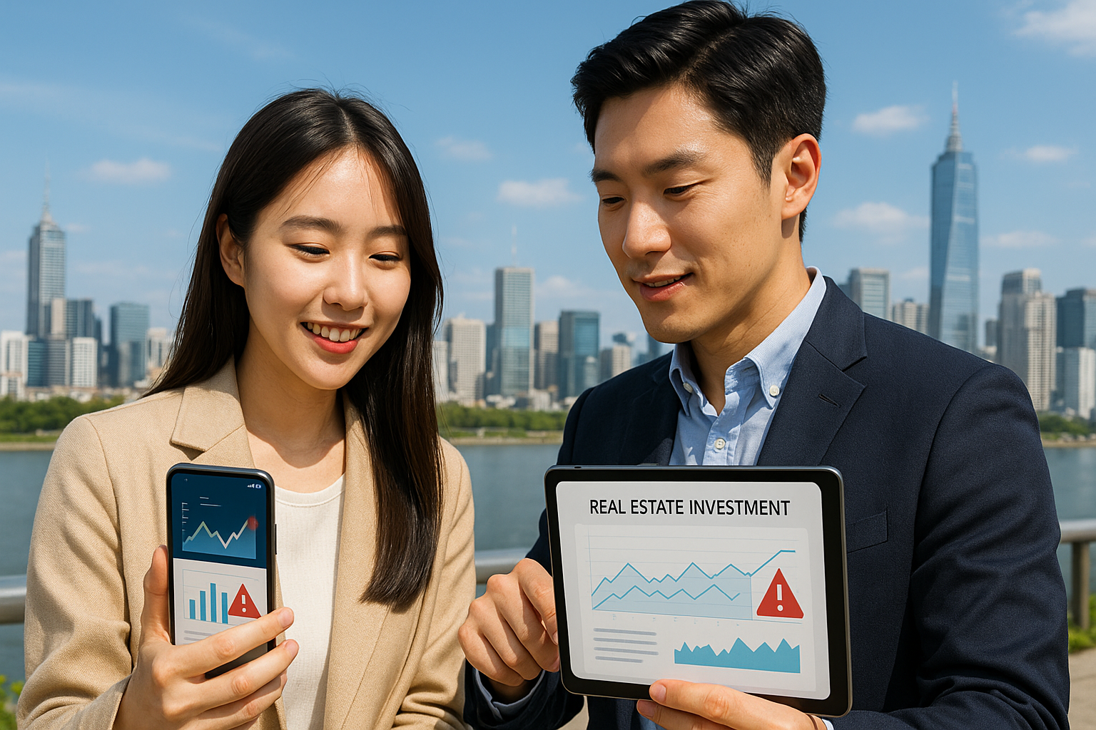 부동산 투자 정보 검토 중인 청년 투자자