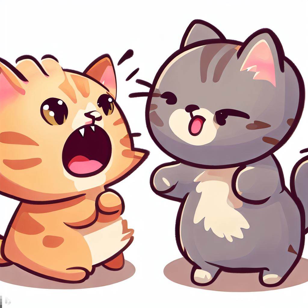 고양이 두마리가 대치하고 있는 이미지