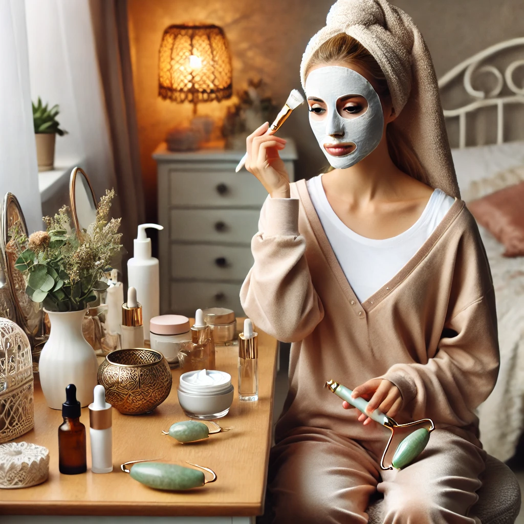 피부탄력을 위해 홈케어하는 이미지